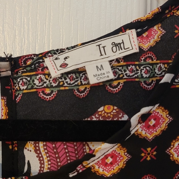IT Girl Elephant Print Chiffon Blouse Med - Picture 2 of 6